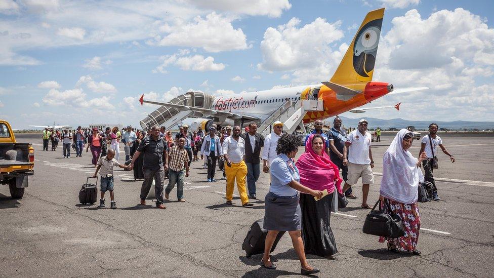 Fastjet aircraft on the tarmac, stationary - date and location unconfirmed. At March 2016 Shares in Fastjet dropped 30% after the African budget airline issued a profit warning.