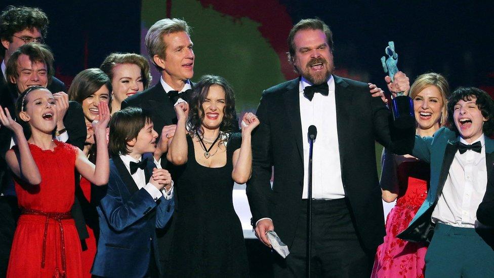 The cast of Stranger Things at the Emmys