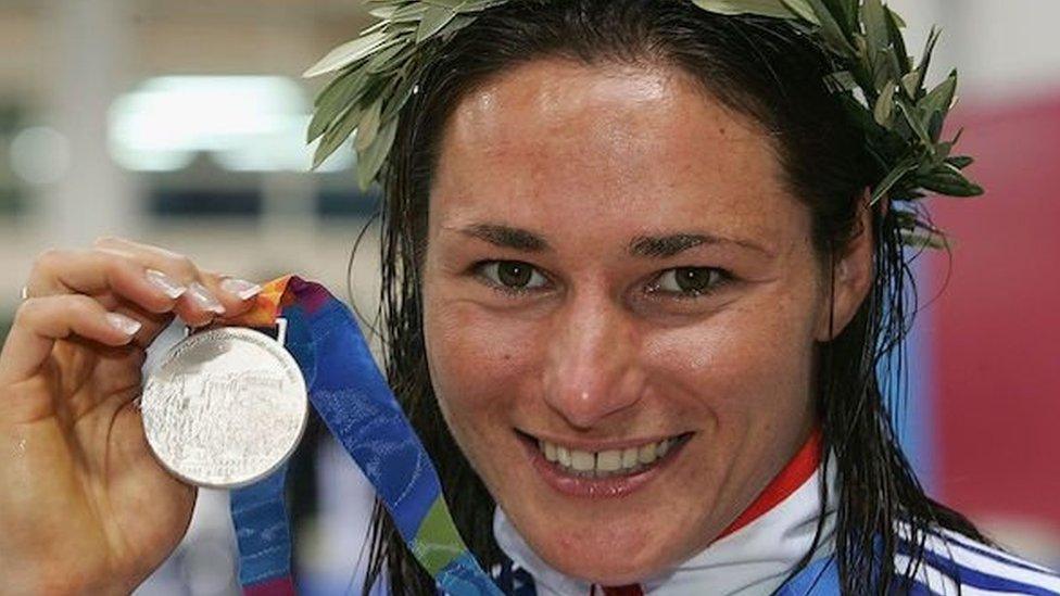 Sarah Storey with a silver medal at the Athens 2004 Paralympics