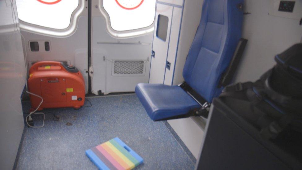 Interior of the ambulance