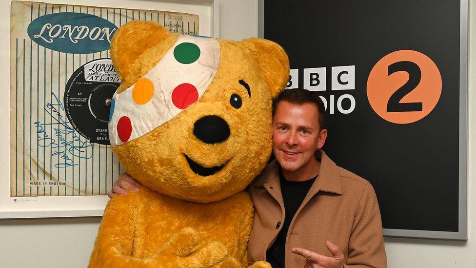 Pudsey Bear and Scott Mills