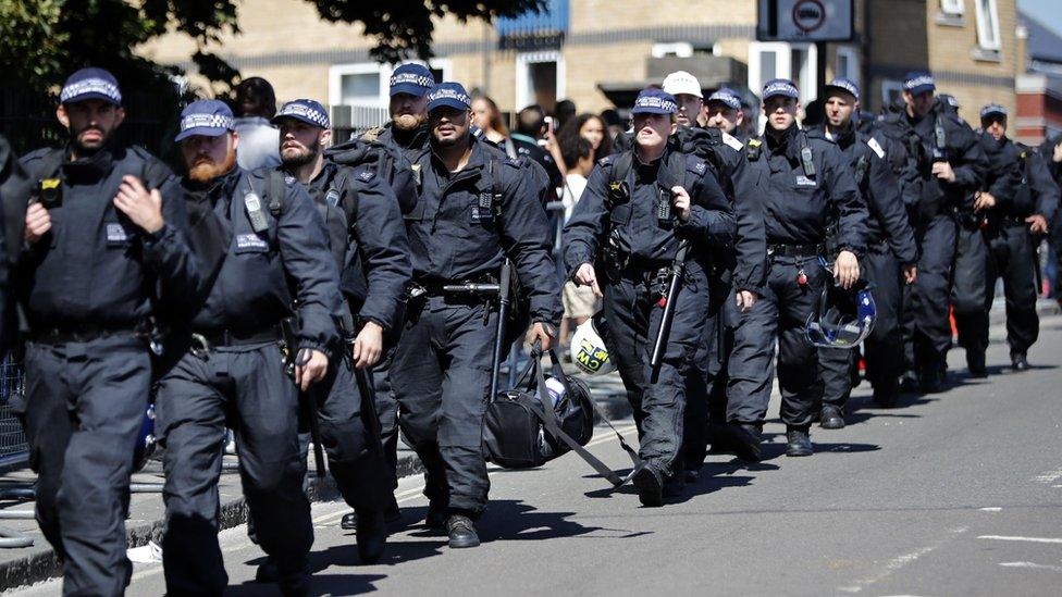 Police arrive at the carnival