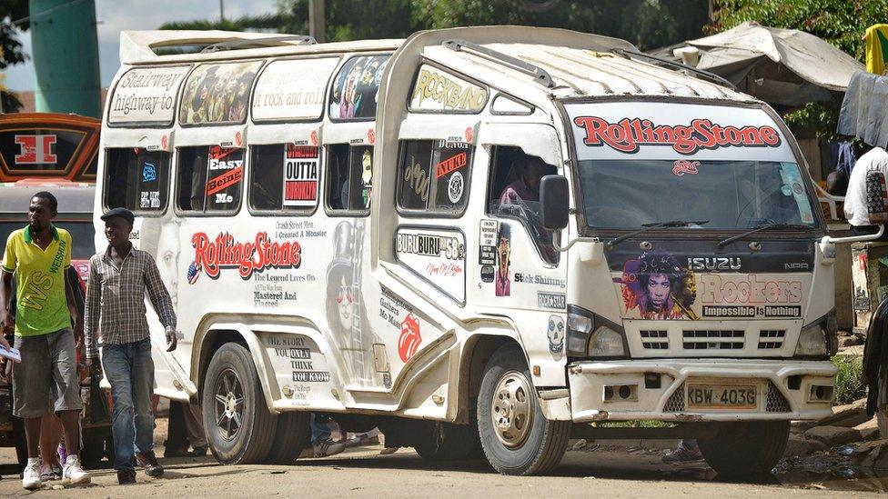 'Matatu' in a suburb of Nairobi