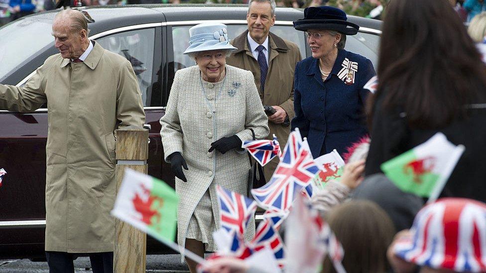 Queen Elizabeth II and Prince Philip, Duke of Edinburgh officially open Ynysowen Community Primary School on April 27, 2012 in Aberfan