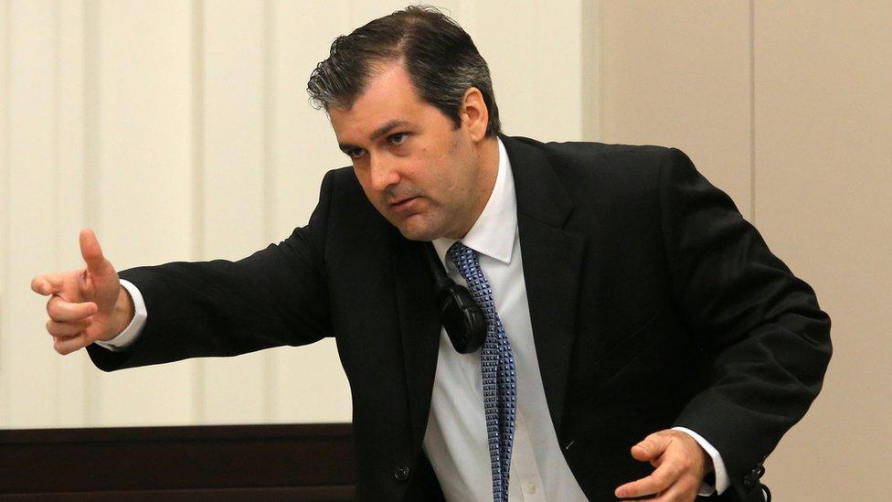 Former North Charleston police officer Michael Slager gestures as he testifies in his murder trial