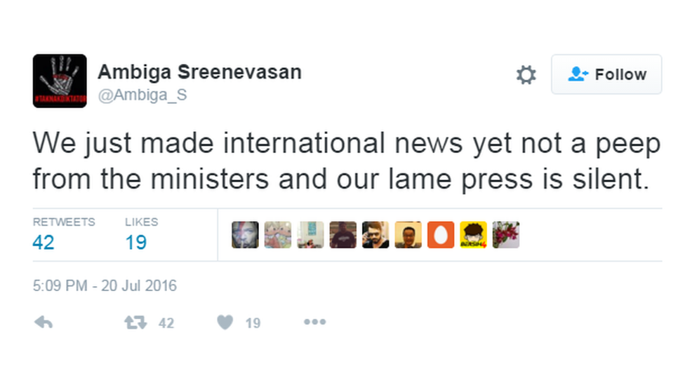 "We just made international news yet not a peep from the ministers and our lame press is silent"