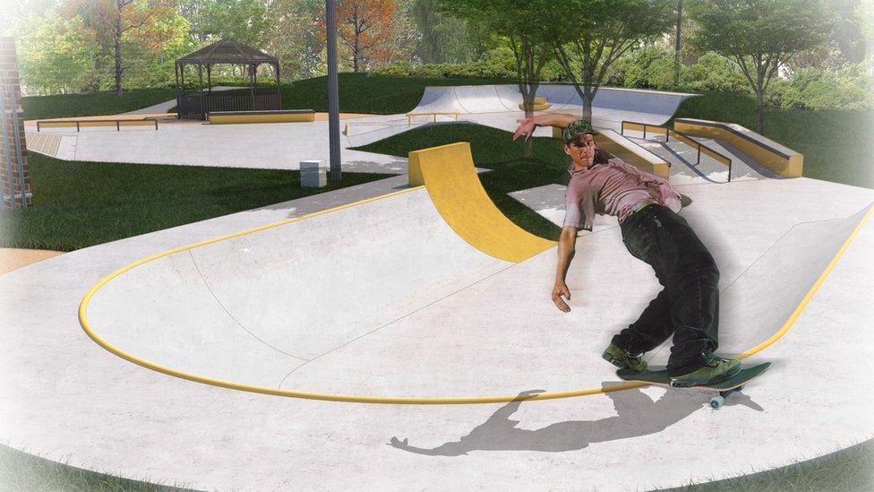 Artist impression of skate park