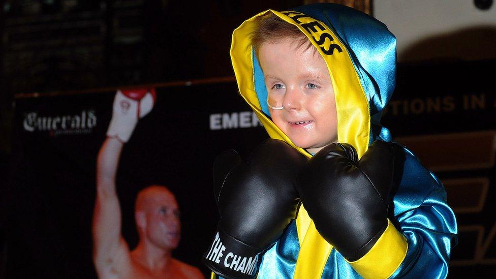 BELFAST 25/3/2013 Little Oscar Knox steals the show during a pro boxing event at Belfast City Hall