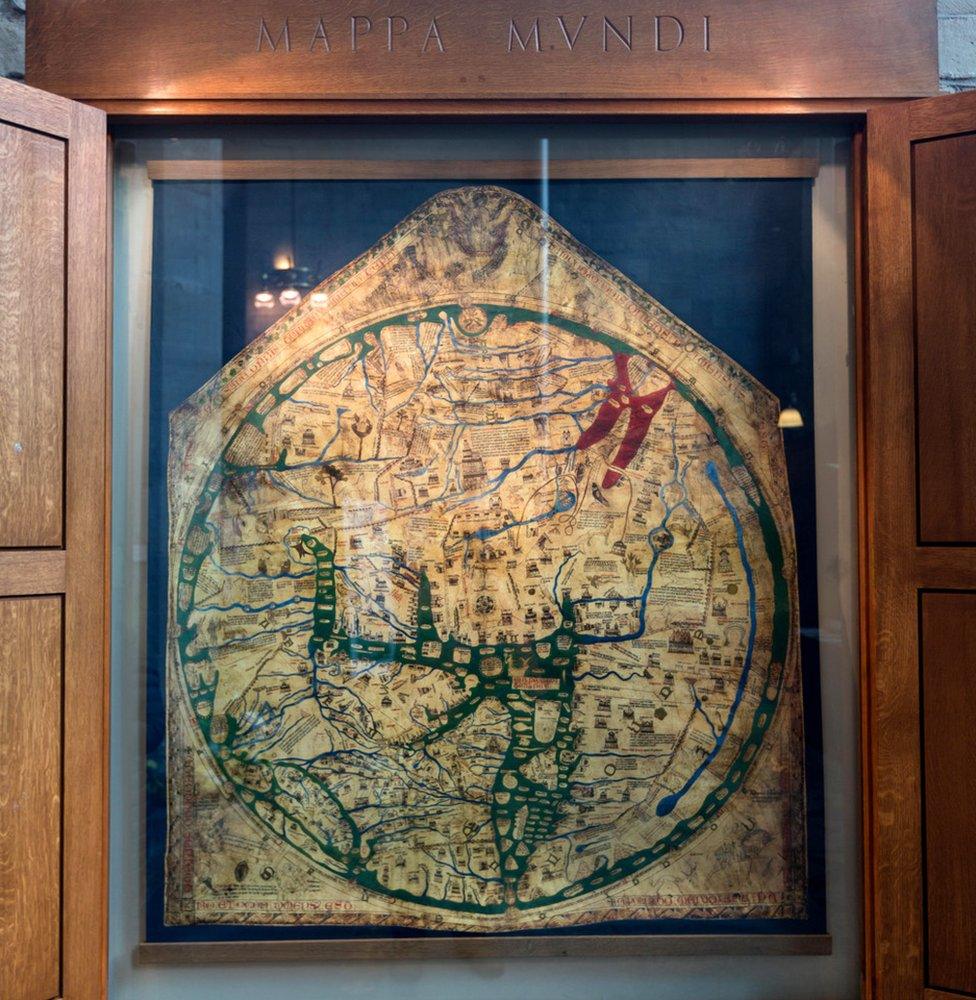 Facsimile of the Mappa Mundi in Hereford Cathedral