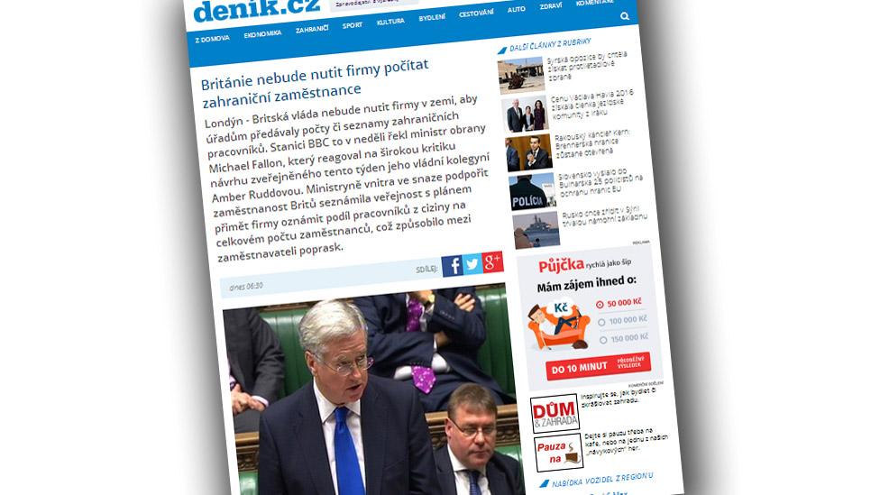 Screengrab from Denik online edition