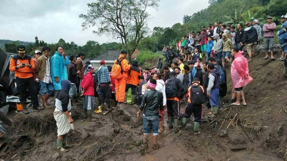 Picture of aftermath of landslide at Songan village on Bali