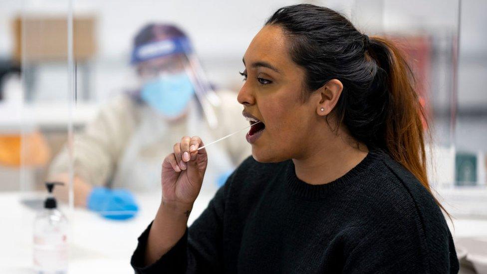 Woman doing test