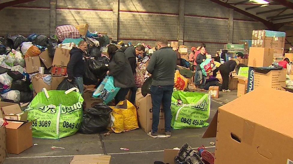 Warehouse full of donation