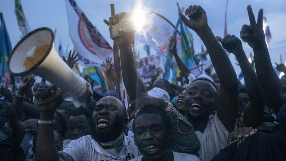 Supporters of the incumbent President Tshisekedi attend his election rally in Goma, capital of North Kivu province, eastern DR Congo - 10 December 2023