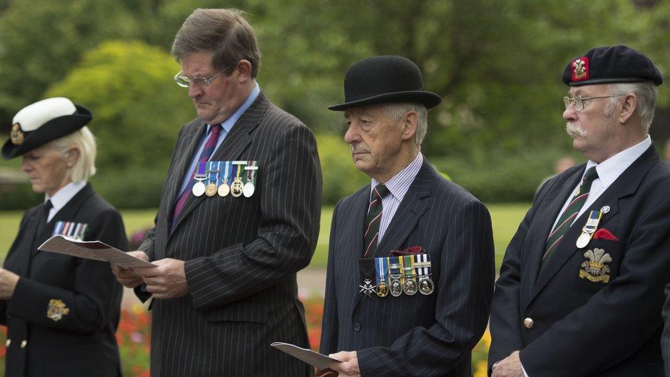 Veterans at the Somme ceremony in Cardiff