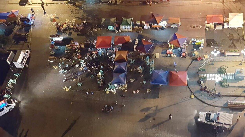 The site of an explosion at a night market in Davao City in the Philippines, 2 September 2016