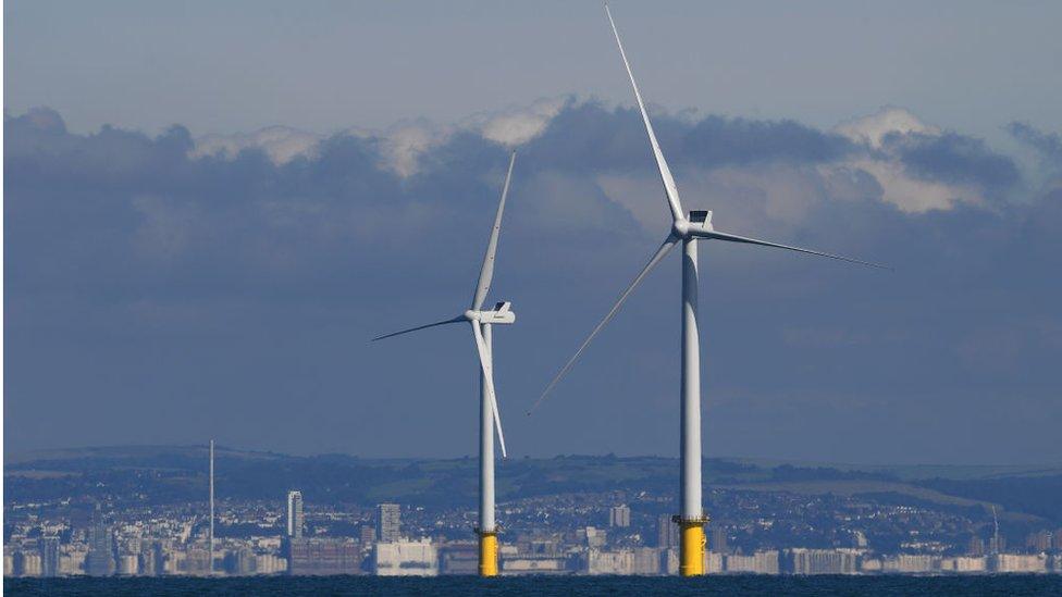 Two off-shore turbines near Brighton