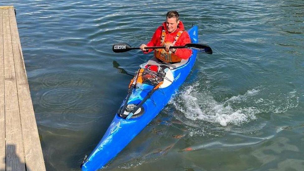 Capt Bromley in a kayak