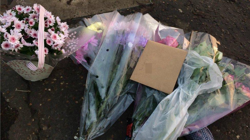 Flowers left at the scene