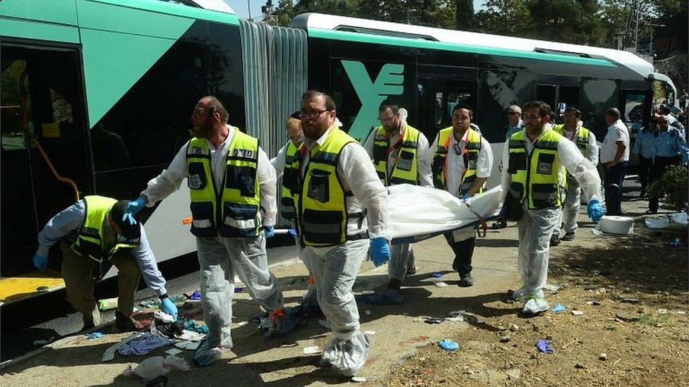 Scene of bus attack in Jerusalem (13/10/15)