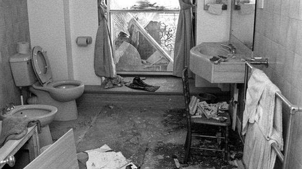 Margaret Thatcher's bathroom in the Grand Hotel, Brighton, following the explosion