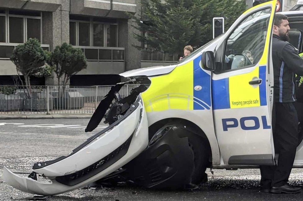 damaged police