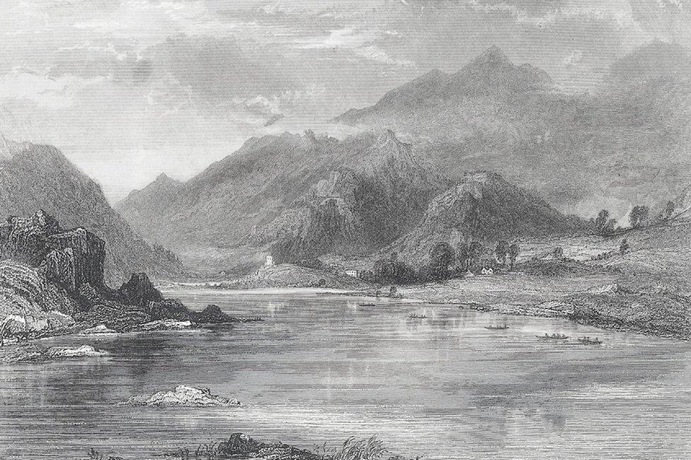 Darlun o Lyn Padarn yn 1856