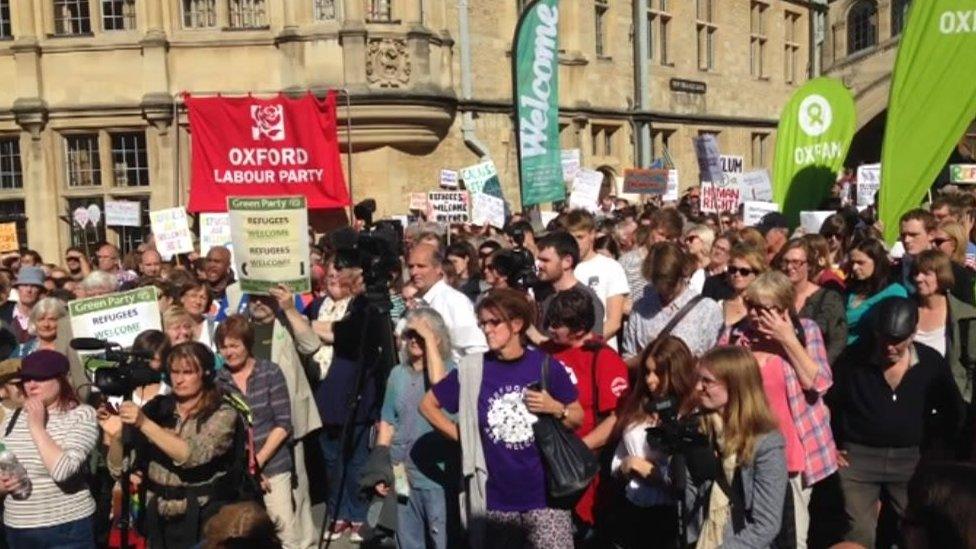 Protesters gathered in the centre of Oxford