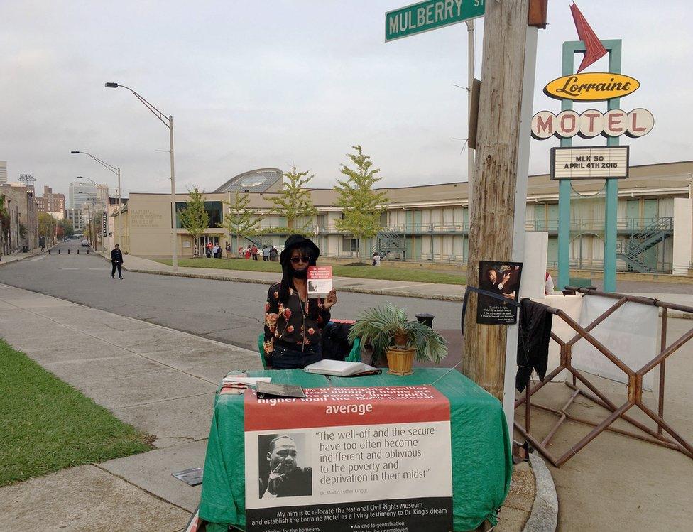 Jacqueline Smith pictured outside the Lorraine Motel in late 2017