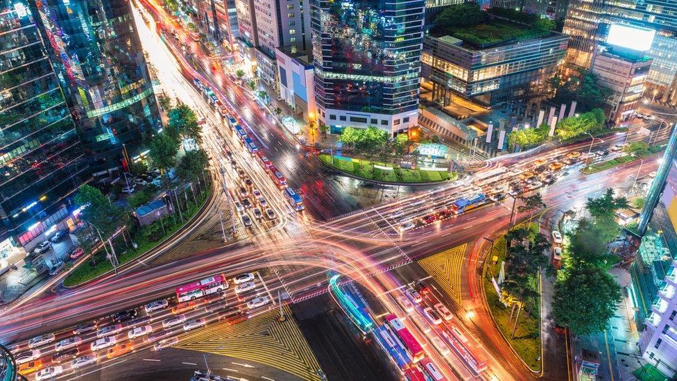 Traffic in Gangnam district of Seoul, South Korea