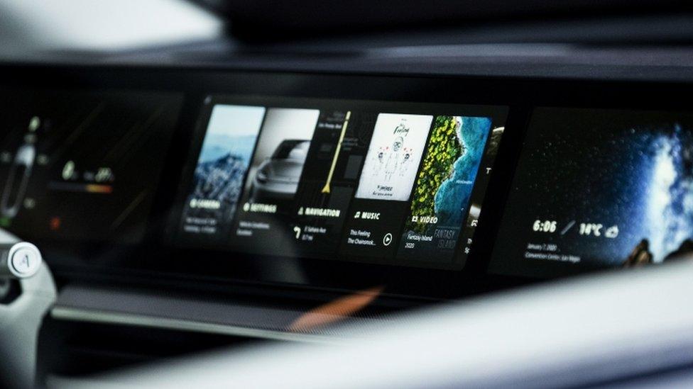 Sony's panoramic screen inside its Vision S concept car