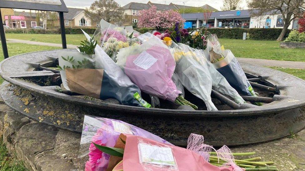 Flowers at murder scene