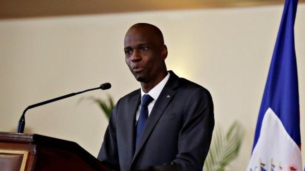 Jovenel Moïse speaks during the investiture ceremony of the independent advisory committee for the drafting of the new constitution at the National Palace in Port-au-Prince, Haiti October 30, 2020.