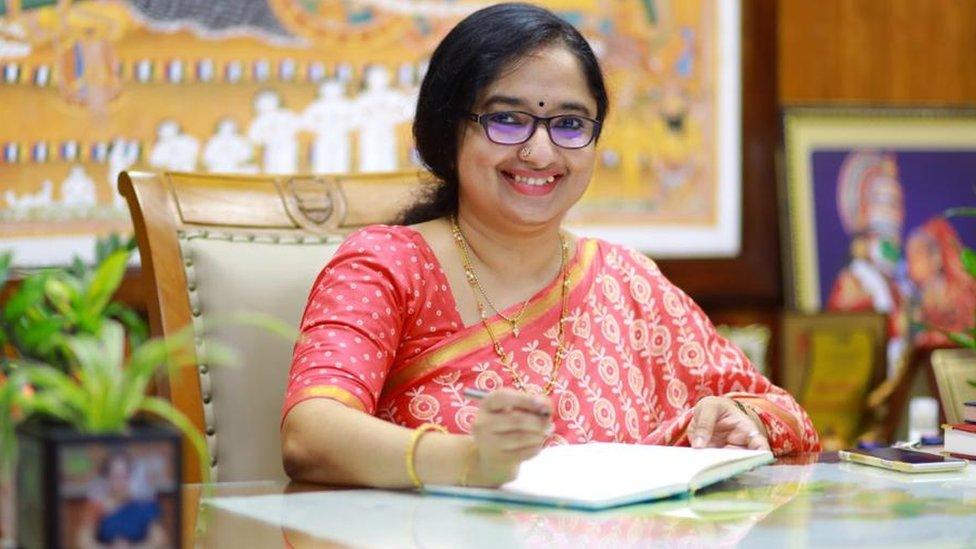 Civil Servant Divya S Iyer in her office