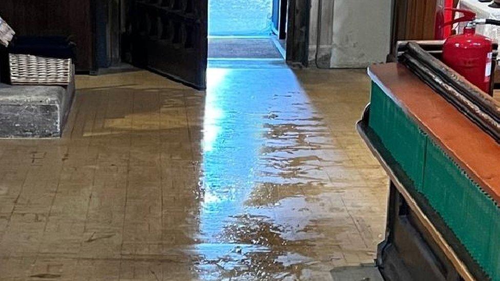 Water damage at the church in Cirencester