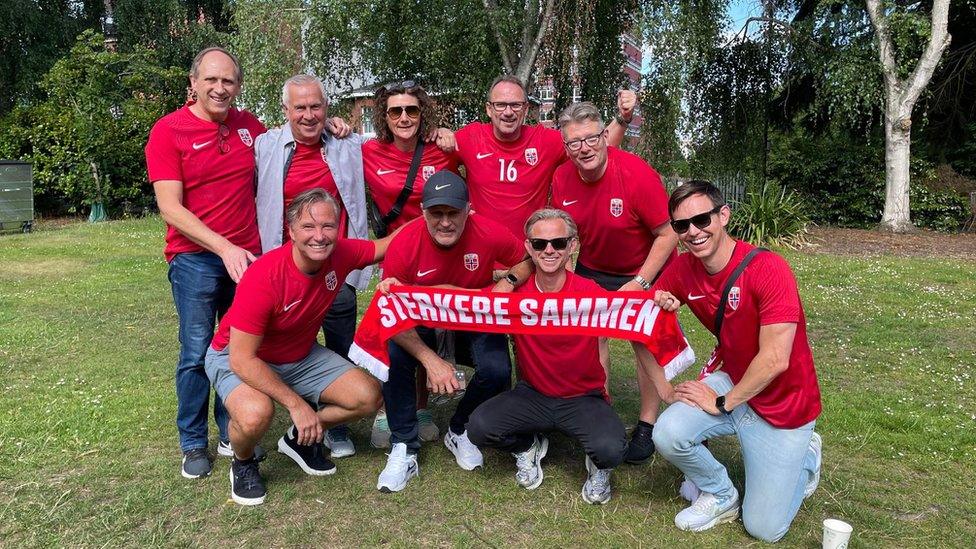 A group of Norway supporters