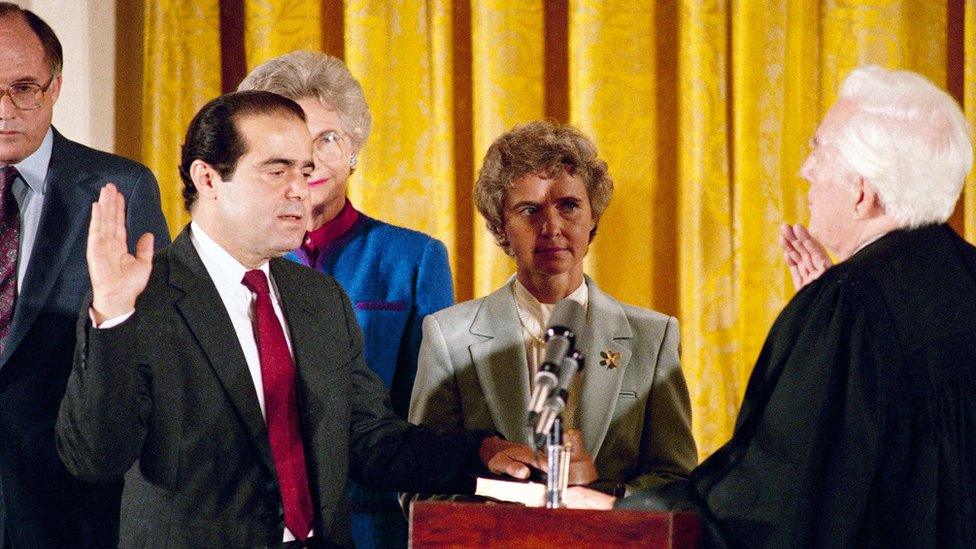 Justice Scalia is sworn in to the high court in 1986