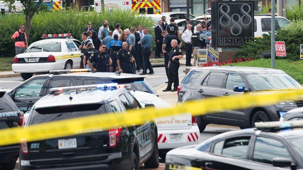 Police at the scene of a shooting in Annapolis