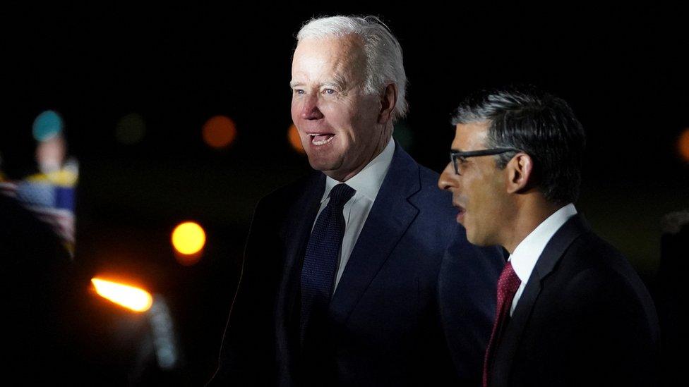 President Biden and Rishi Sunak in County Antrim last night