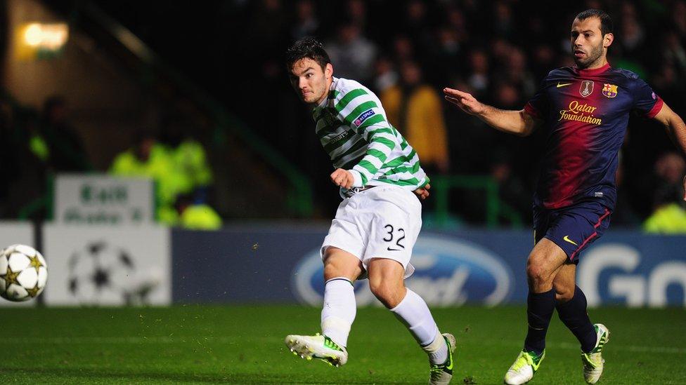 Tony Watt scores the winner against Barcelona in 2012