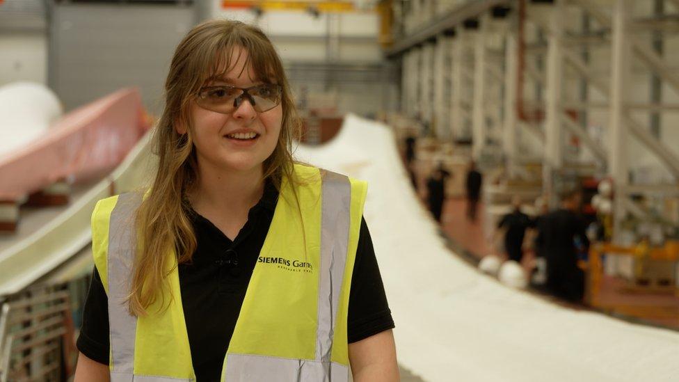 Hannah Clague employee at Siemens Gamesa in high viz jacket