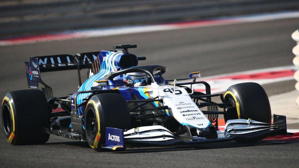 Logan Sargeant of United States driving the (45) Williams Racing FW43B Mercedes during Formula 1 testing at Yas Marina Circuit.