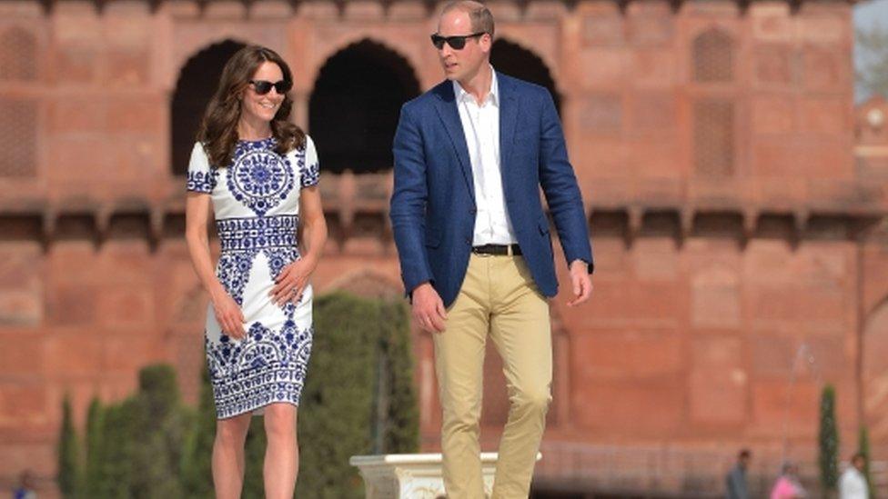 Duke and Duchess of Cambridge at the Taj Mahal site