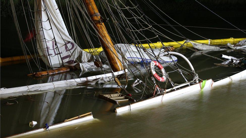 The stricken No 5 Elbe schooner