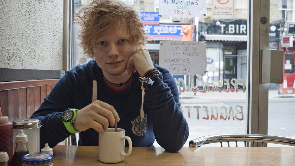 Ed Sheeran in a cafe