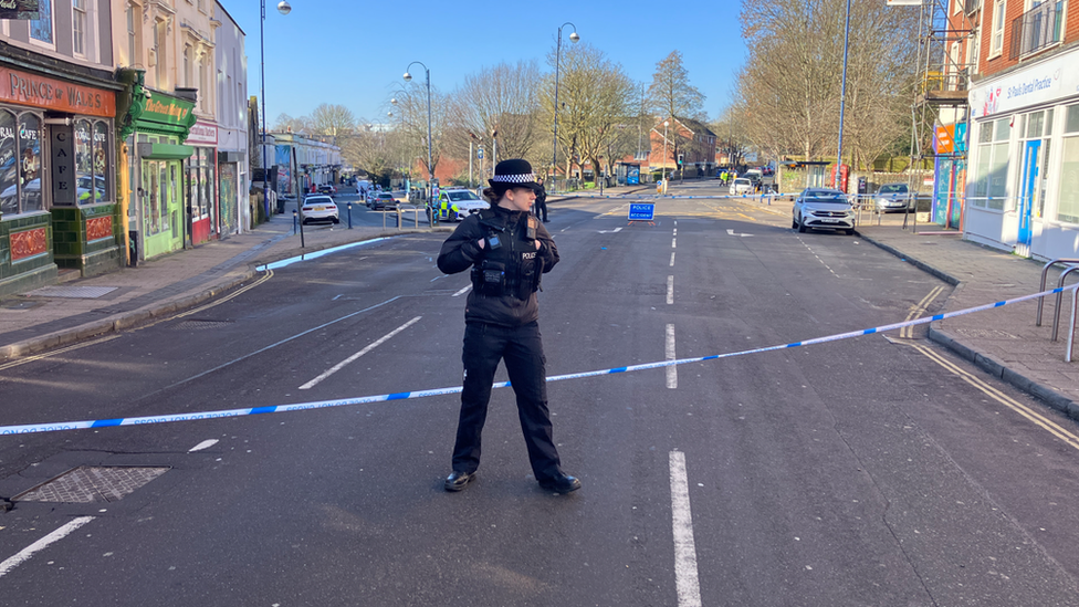 Police corden on Ashley Road in St Pauls