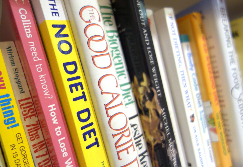 shelf of diet books