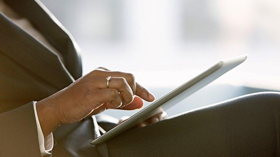 Woman using tablet