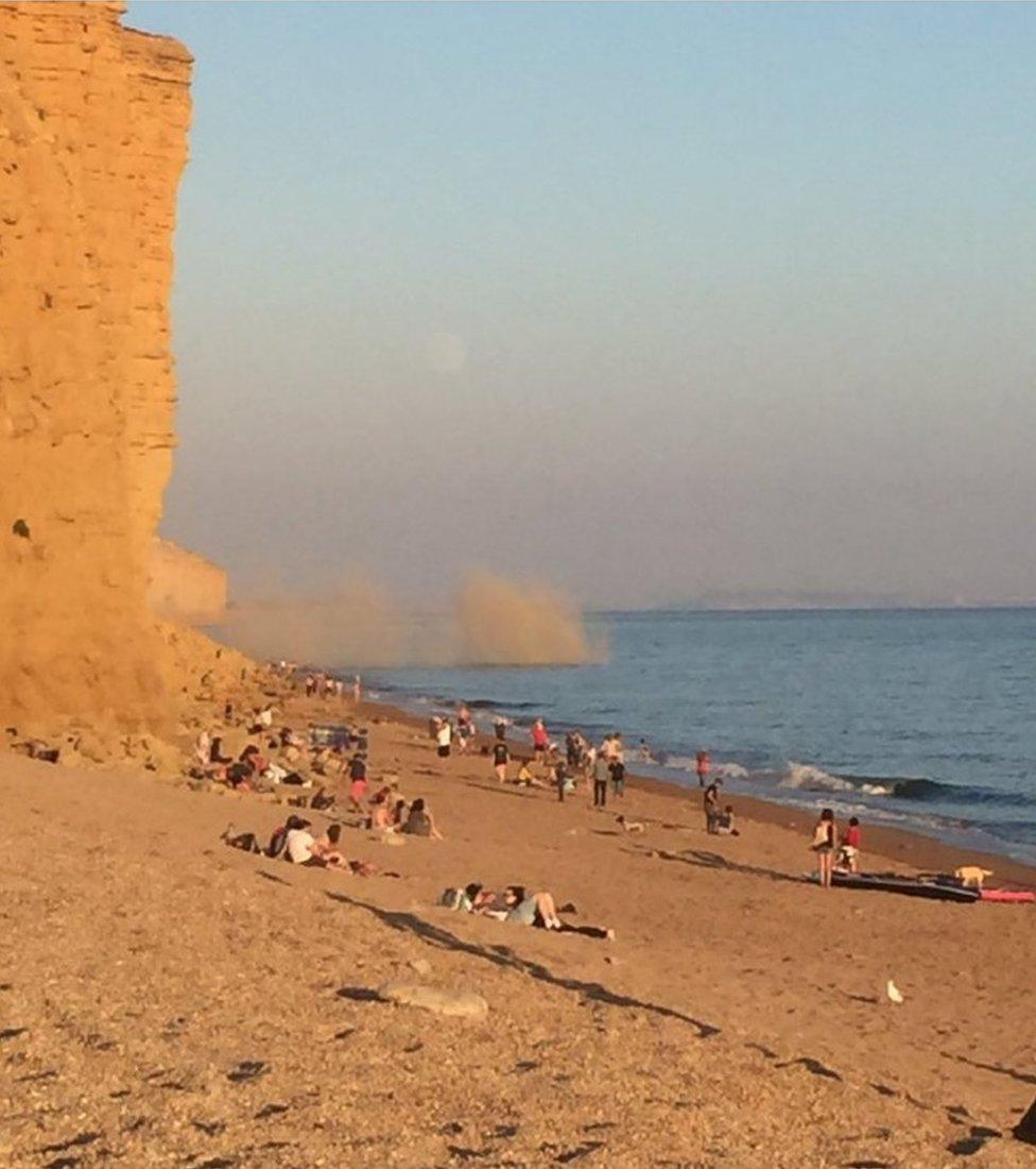 Cliff fall at West Bay on 16 August 2016