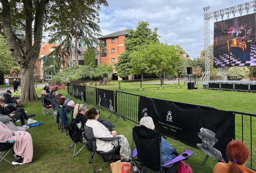 People in Bromley watch Queen's funeral